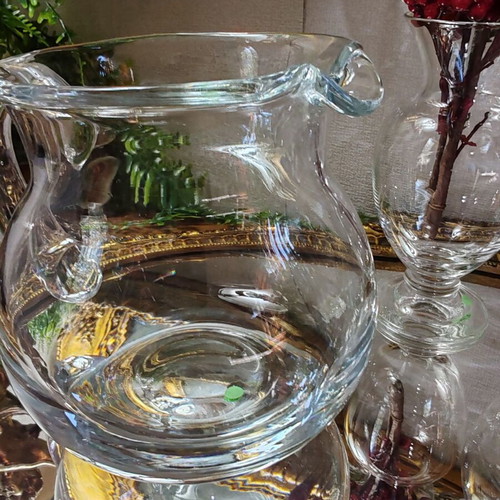 Vintage set of 3 solid glass pitchers and vase, Austria