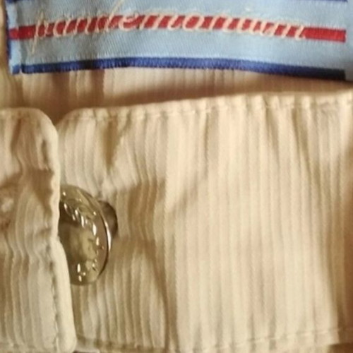 Women's mini skirt used, beige-yellow denim fabric, size L
