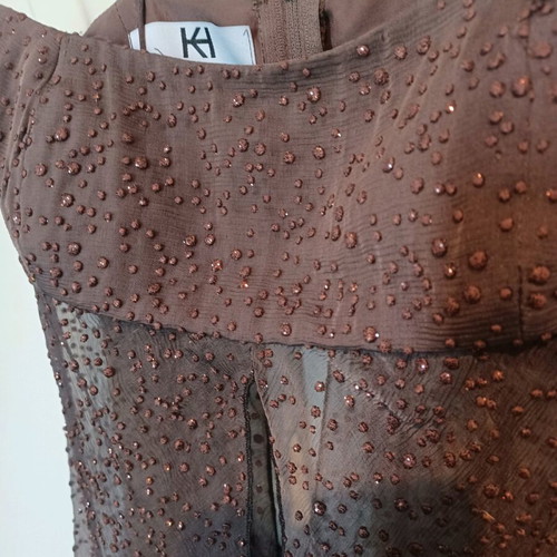 Kathy Heyndels Small dress like new, elephant color with shiny polka dots