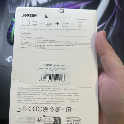 Ugreen CM556 DP to USB-C 1m cable new