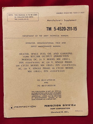 USA Στρατιωτικός κανονισμός TM 5-4520-211-15 εγχειρίδιο 1953-55, σαν καινούργιο