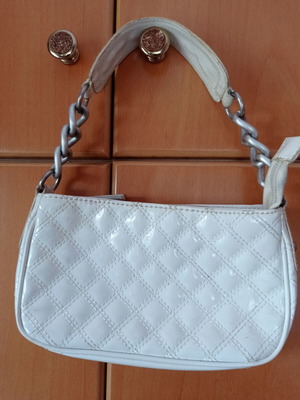 Mango white quilted patent leather handbag used
