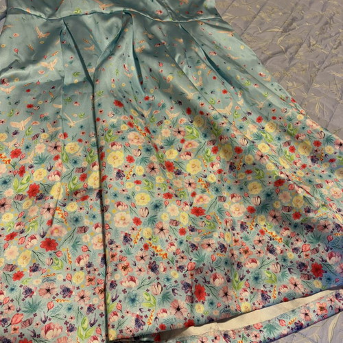 Axel dress size 44 satin like new, blue with floral pattern