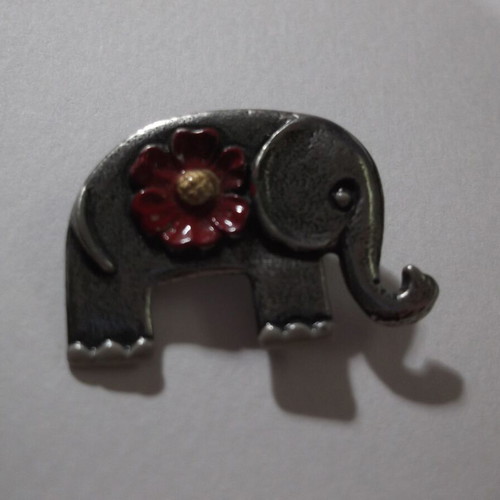 Kuhn Zinn Enamel Elephant Pewter Pin like new, Art Nouveau