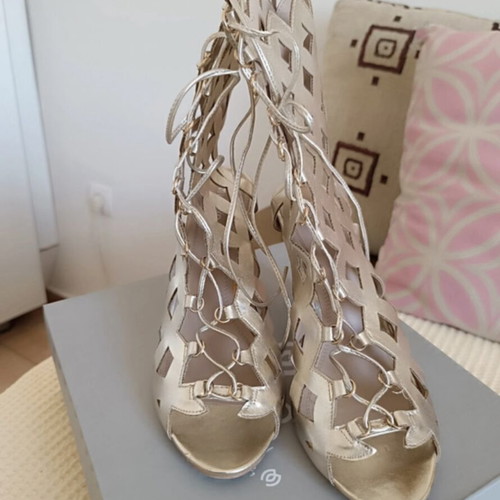 Migato gold sandals like new, ancient Greek design, 10 cm heel