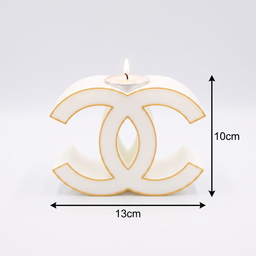 Tealight candle holder Chanel design with 6 plant-based soy candles Baby Powder and White Musk