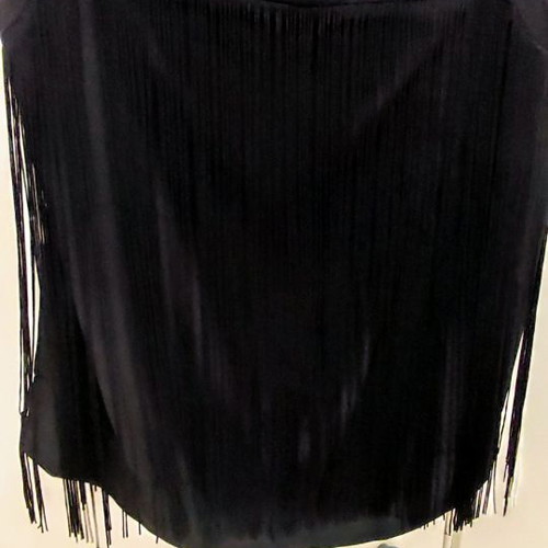 Black blouse with fringes used and black evening dress