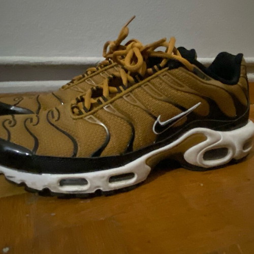 Nike Air Max Plus athletic shoes used, size 42.5, black and gold