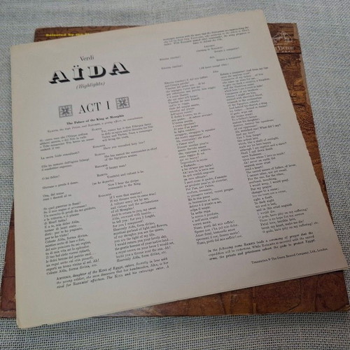 Verdi Aïda LP, Solti conducting Rome Opera House Orchestra and Chorus