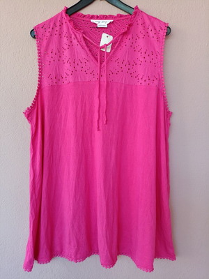 Every Story Plus Size Sleeveless Blouse new, pink with boho details