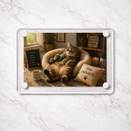 Acrylic fridge magnet "Do Not Disturb" Cozy Relax Cat new