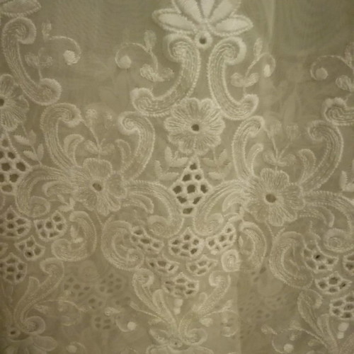White curtain with embroidery ready to hang 2x2.45
