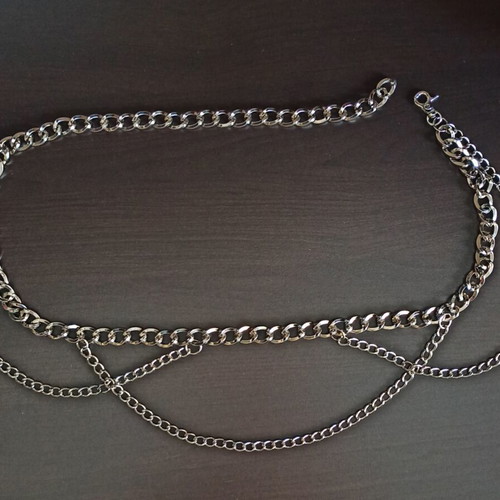Metal Chain Belt silver, length 110 cm, new