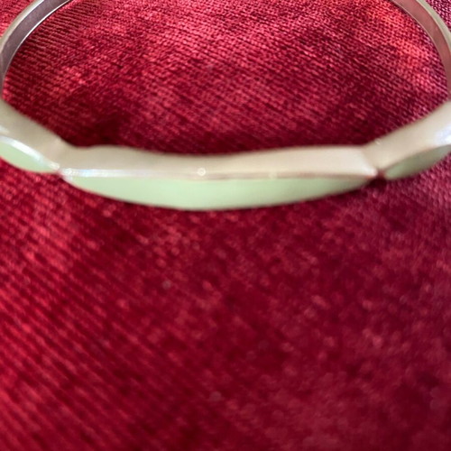 Bracelet-handcuff metal bronze with green enamel, like new