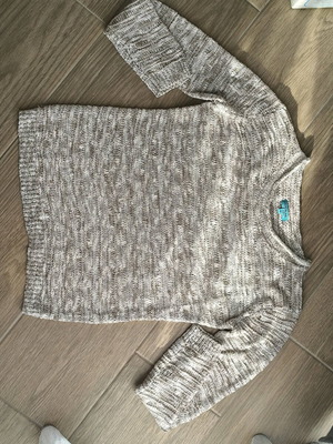 Women's knitted sweater used with silver thread, size M, beige
