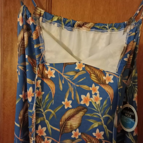 Summer Mini Dress with Blue Floral Print, New, One Size