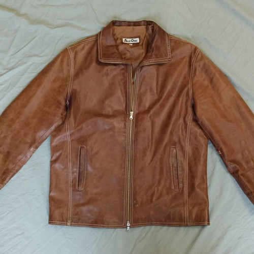 Leather jacket used, brown, size XL, Italian