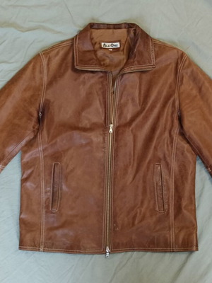Leather jacket used, brown, size XL, Italian