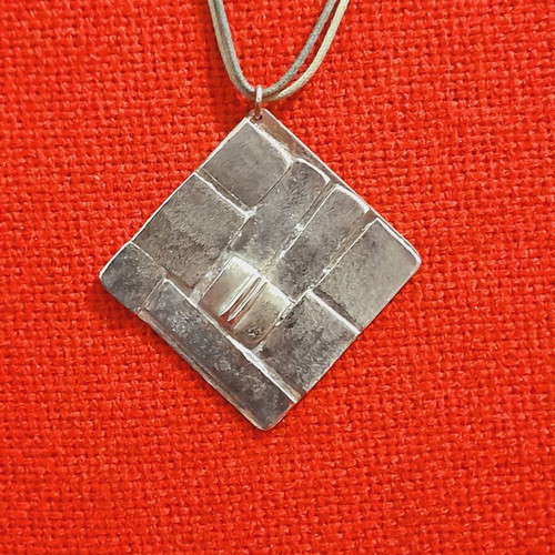 Handmade necklace with copper base and silver plates, new