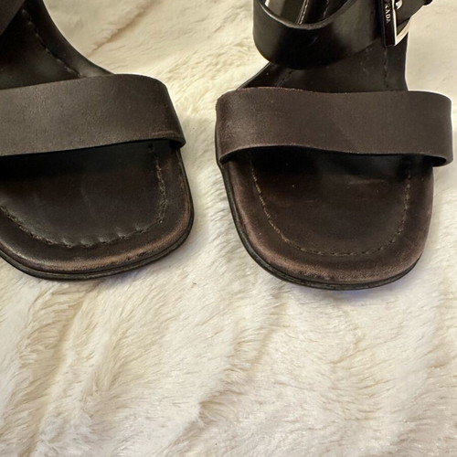 Prada mules with wooden heel, leather, size 38, like new