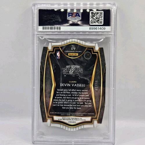 Panini Select Devin Vassell die cut purple rc PSA9 like new, numbered 99