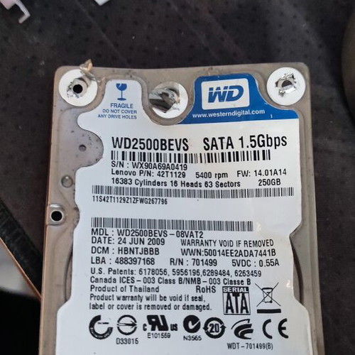 Western Digital WD2500BEVS 250GB 2.5" SATA PCB Controller Board