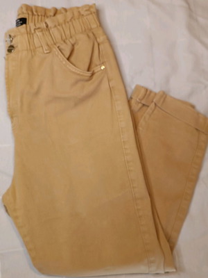 Bershka Paperbag denim pants used, beige brown