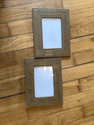 Leather photo frames used, set of 2, 10x15cm