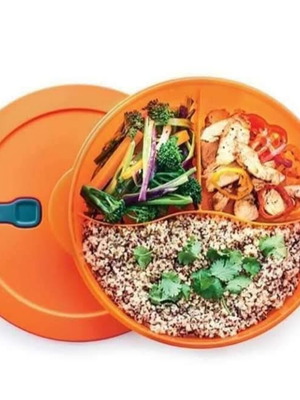 Crystal Wave Tupperware microwave container with compartments, new