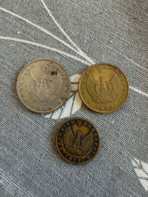 Set of 3 Greek coins 1973 with Pegasus and Owl designs