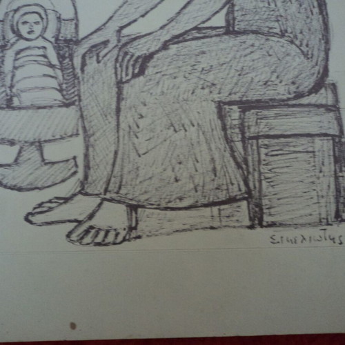 Sikeliotis drawing from Pirelli Hellas calendar used 21x30cm