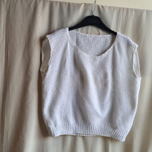 Hand Knitted Vintage 80s White Cotton Tank Top Vest like new