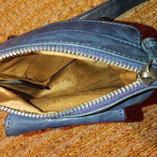 Original bag used, blue, made of genuine leather