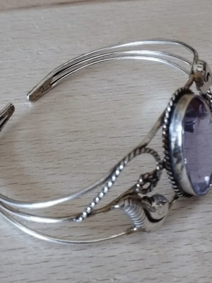 Handmade adjustable bracelet with large purple stone like new