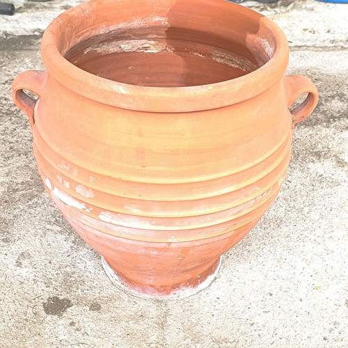 Old ceramic pot used, terracotta, 38×35×29 cm