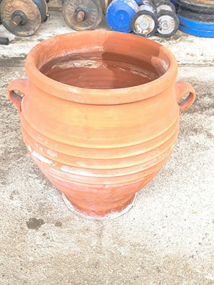 Old ceramic pot used, terracotta, 38×35×29 cm