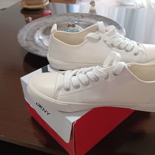 DKNY athletic shoes used, beige, size 36