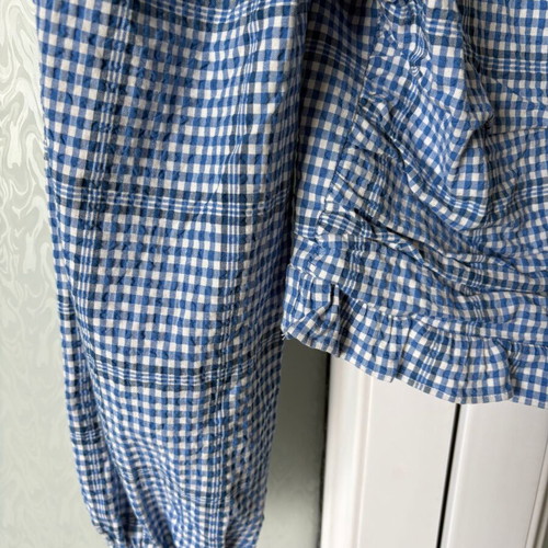 Forever New Blue Gingham Crop Top Blouse, Size S/M