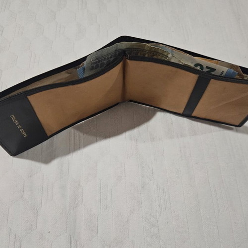 Leather promotional wallet Banco di Napoli like new, 13x8.5 cm, 30 years old