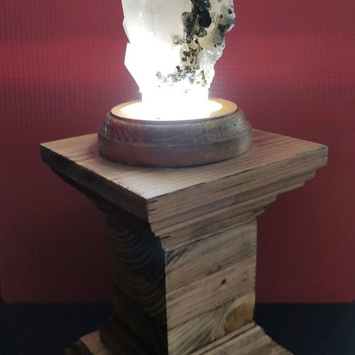 Polydidymos Quartz Crystal in Handmade Antique Wooden Base