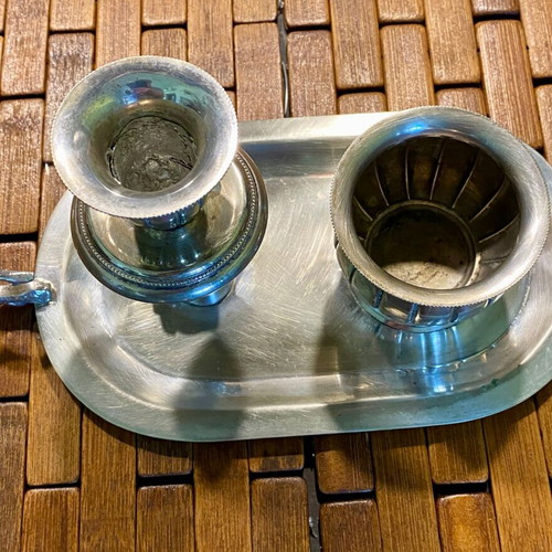 Candlestick made of alpaca alloy used, vintage, from Holland