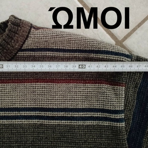 Men's striped wool sweater size L like new, gray and brown