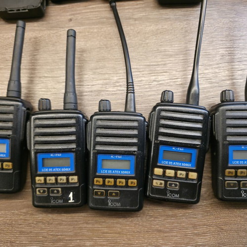 Icom IC-F61 ATEX UHF walkie talkies with batteries and chargers