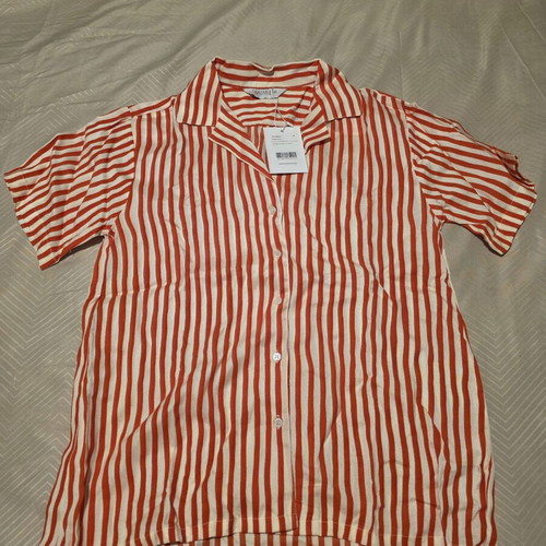 Compania Fantastica striped short-sleeve shirt new, red, size S
