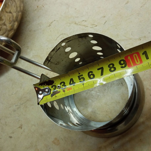 French press coffee maker used, stainless steel without carafe