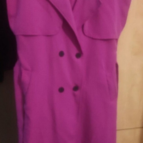Sleeveless Long Coat with Belt like new, pink and purple