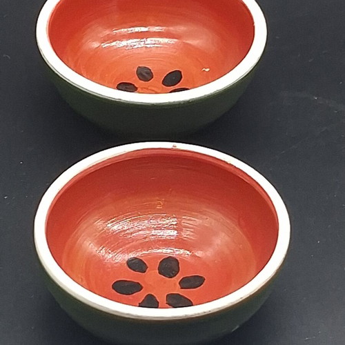 Handmade Sifnos Bowls set of 2, like new, ceramic with watermelon design