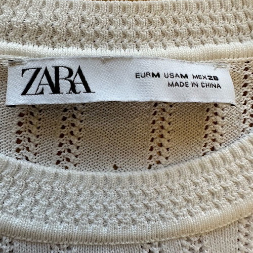 ZARA white short-sleeve knitted blouse like new, size M