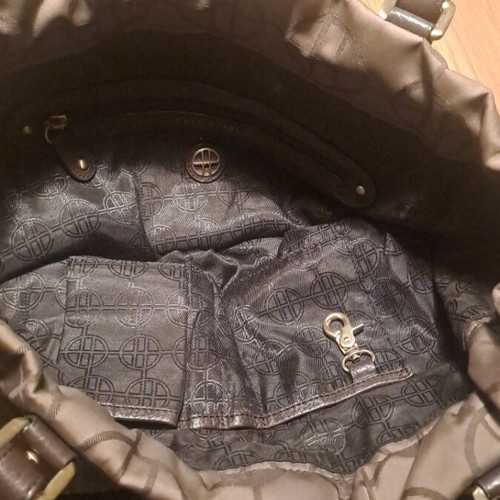 Boss shoulder bag like new, leather and fabric beige and brown