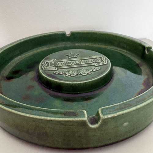 Heineken ceramic ashtray, green, collectible